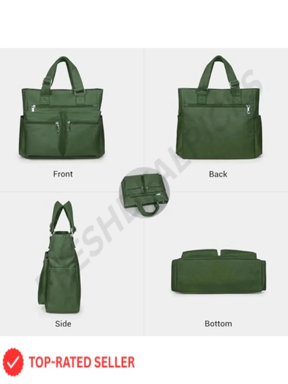 Waterproof Nylon Canvas Tote Bag Multi Pocket Laptop Shoulder Bag Work Travel
